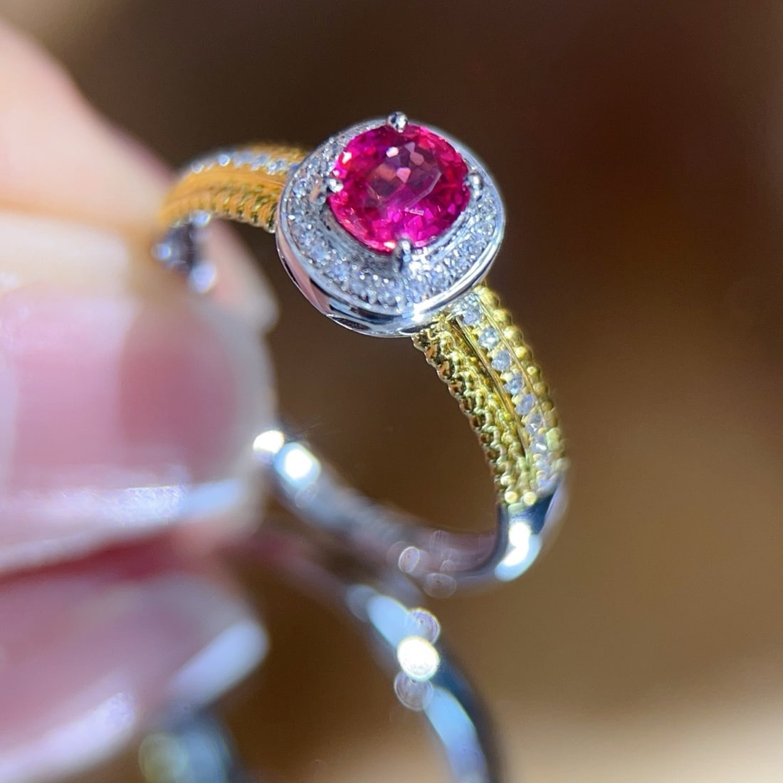 14k Gold 0.7 Ct Natural Ruby & Diamond Ring - 4