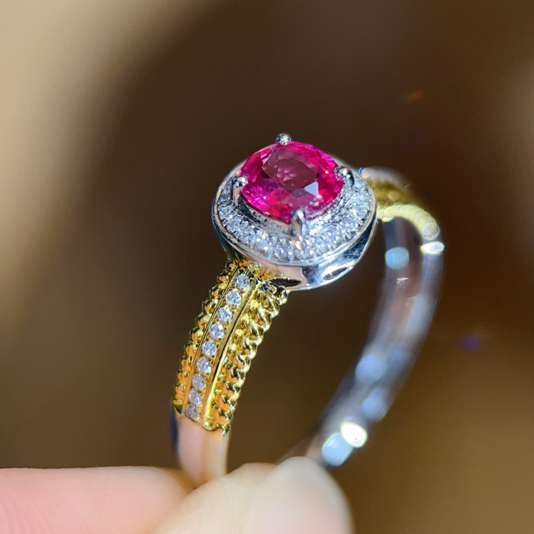 14k Gold 0.7 Ct Natural Ruby & Diamond Ring - 5