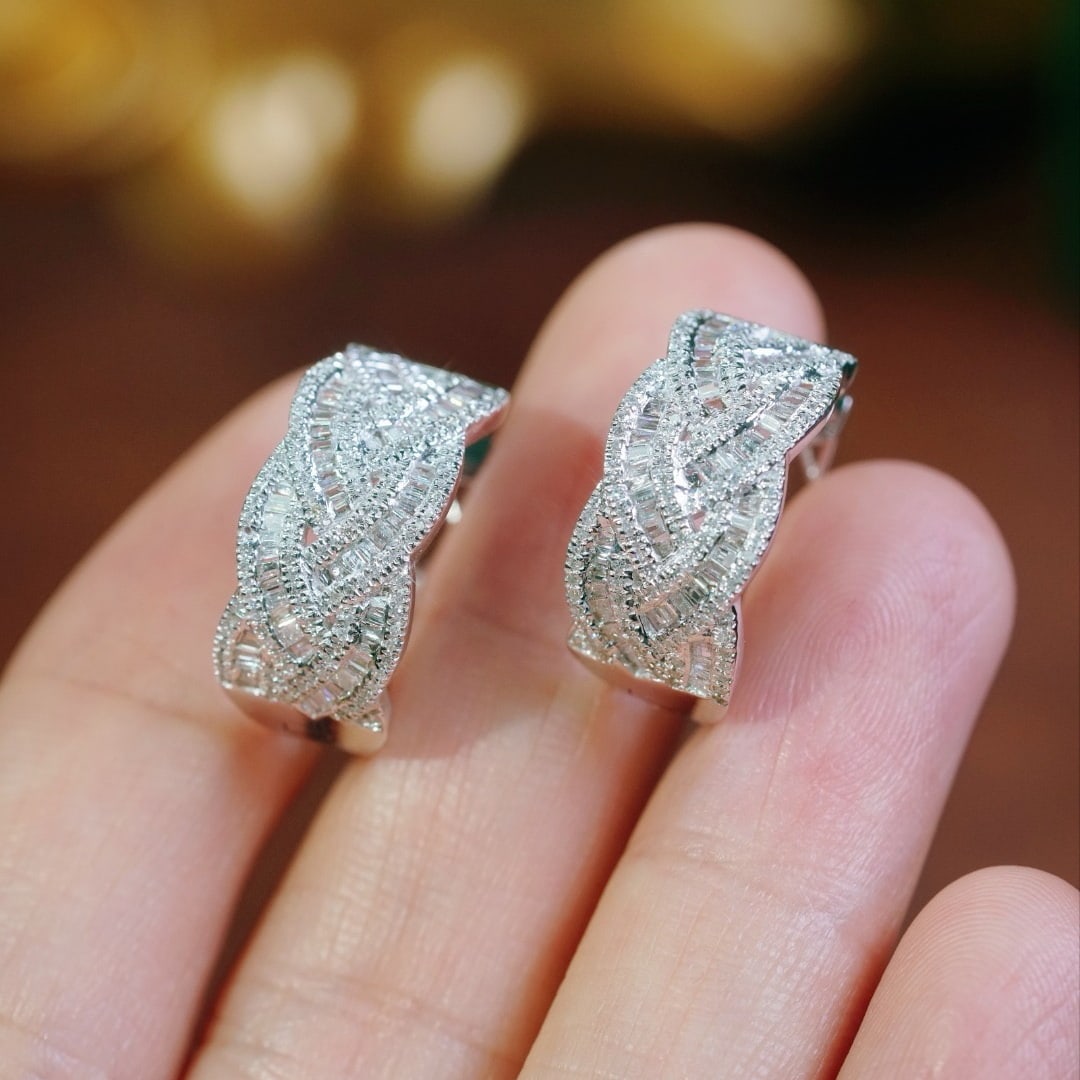 14k Gold 0.80 Ct Natural H Diamond Earrings - 2