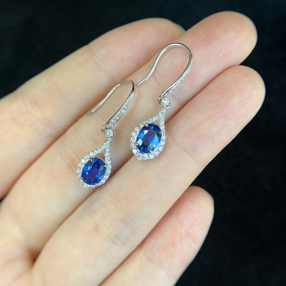 14k Gold 2.78 Ctw Natural Sapphire & Diamond Earrings - 2