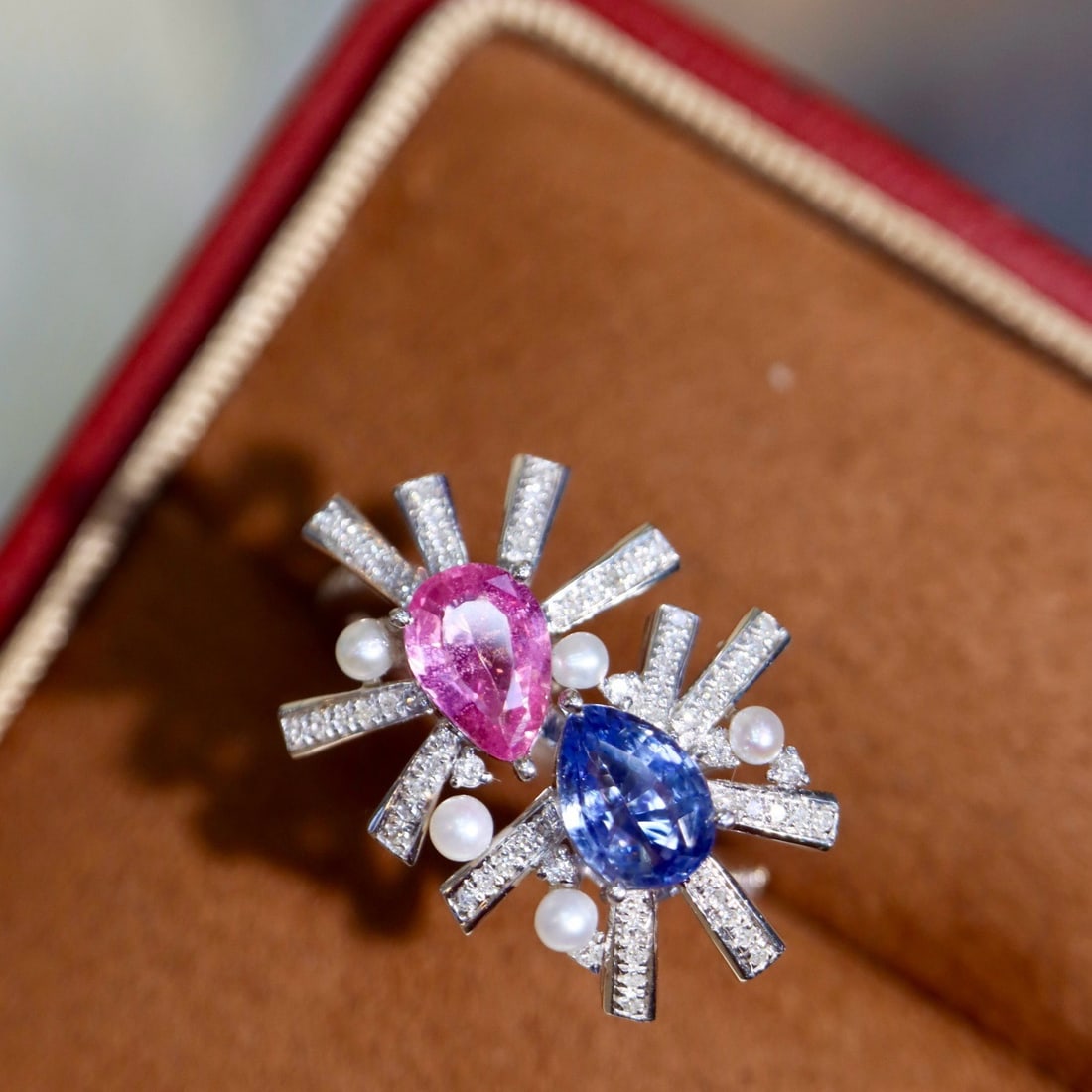 14k Gold 1.88 Ctw Natural Sapphire & Diamond & Toi Et Moi Ring - 3