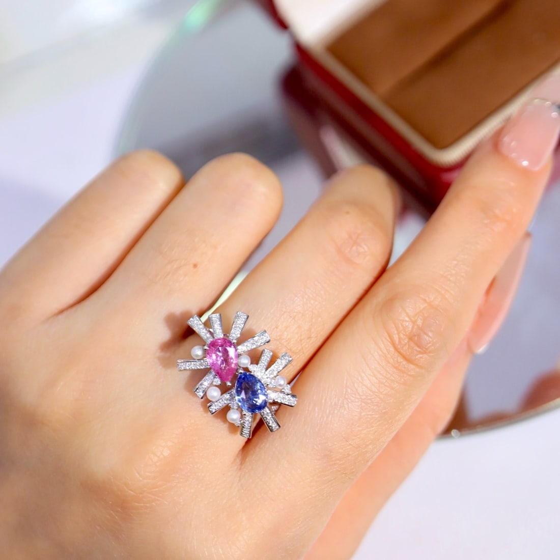 14k Gold 1.88 Ctw Natural Sapphire & Diamond & Toi Et Moi Ring - 5