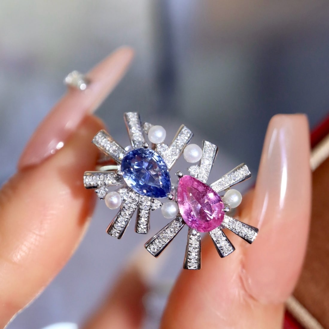 14k Gold 1.88 Ctw Natural Sapphire & Diamond & Toi Et Moi Ring - 6