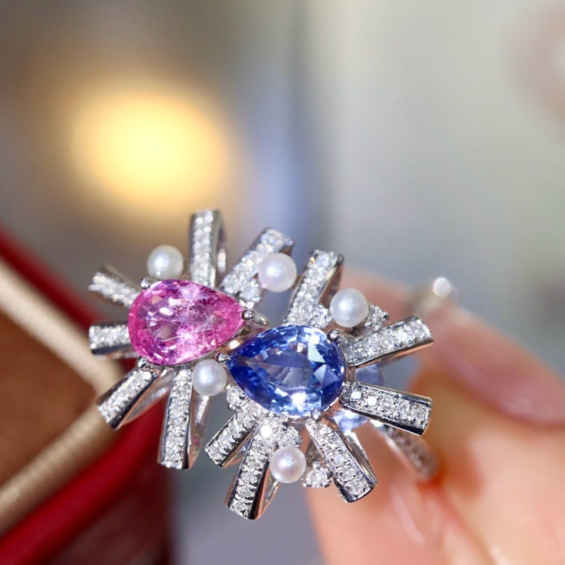 14k Gold 1.88 Ctw Natural Sapphire & Diamond & Toi Et Moi Ring - 7
