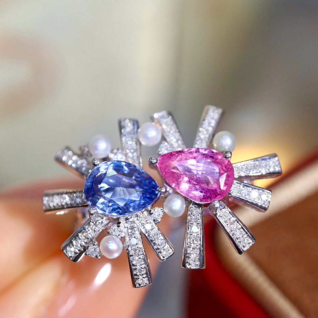 14k Gold 1.88 Ctw Natural Sapphire & Diamond & Toi Et Moi Ring - 8