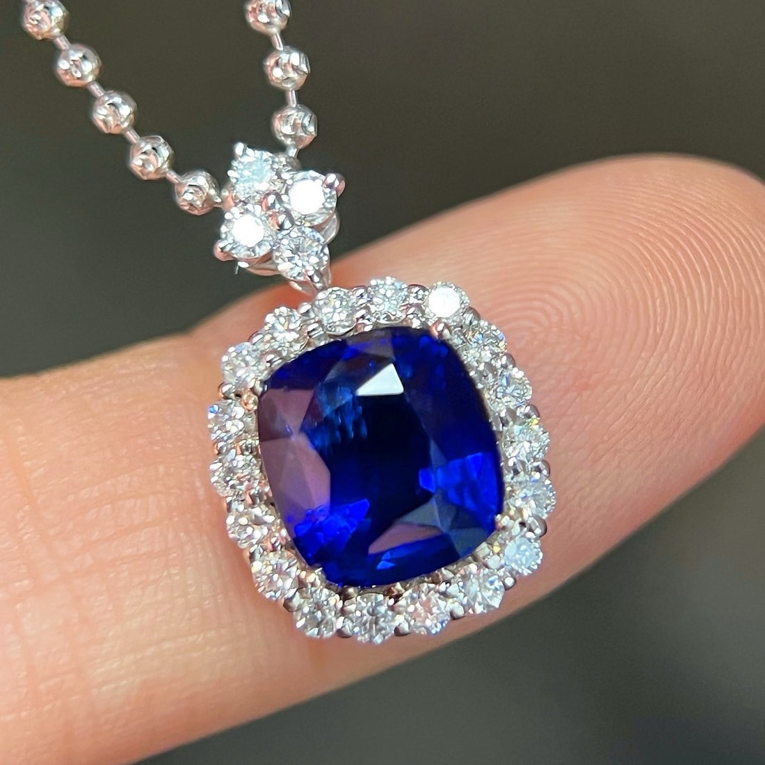 14k Gold 3.44 Ctw Natural Sapphire & Diamond Pendant( Without Chain ) - 2