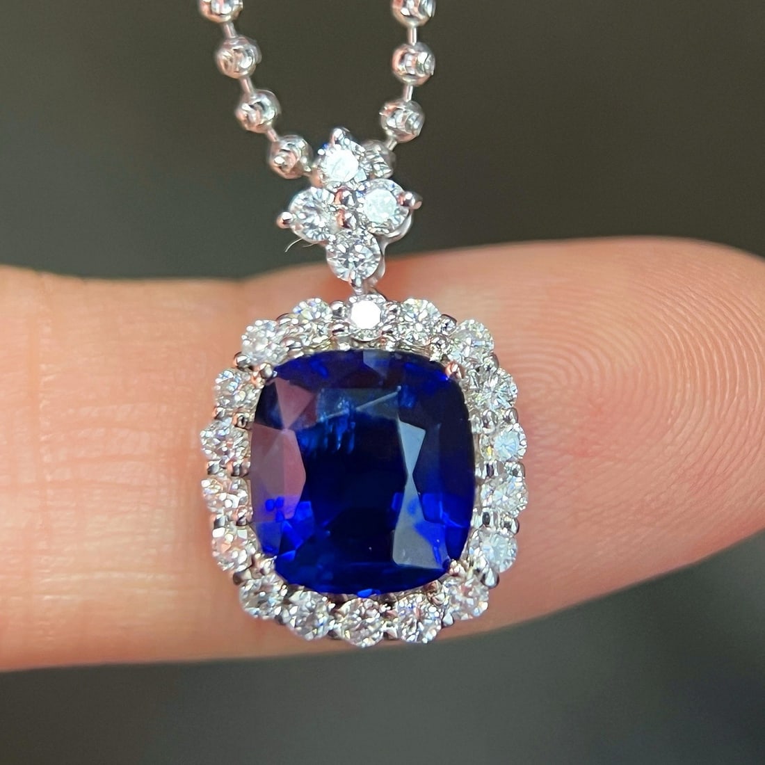 14k Gold 3.44 Ctw Natural Sapphire & Diamond Pendant( Without Chain ) - 3