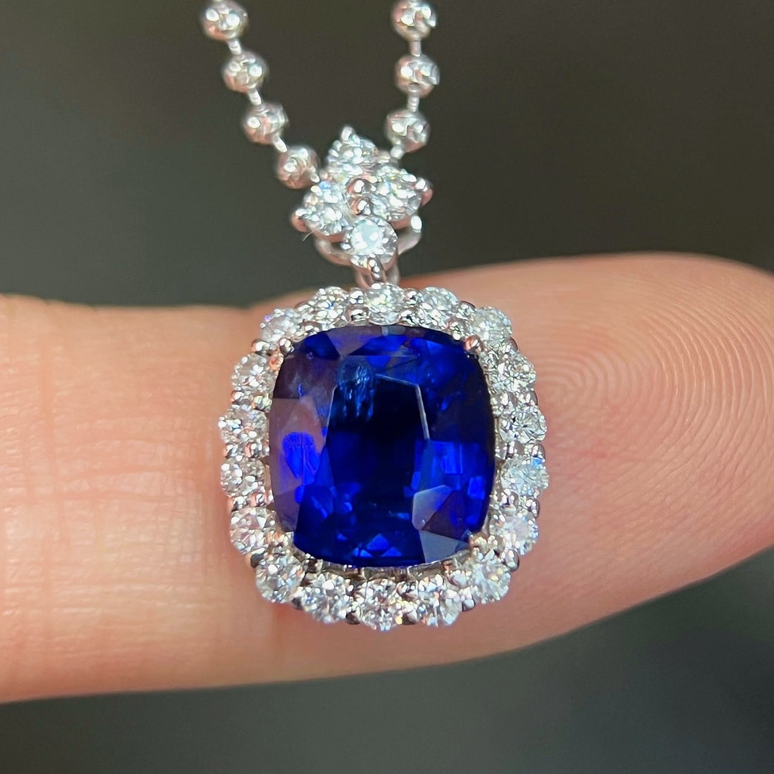 14k Gold 3.44 Ctw Natural Sapphire & Diamond Pendant( Without Chain ) - 4