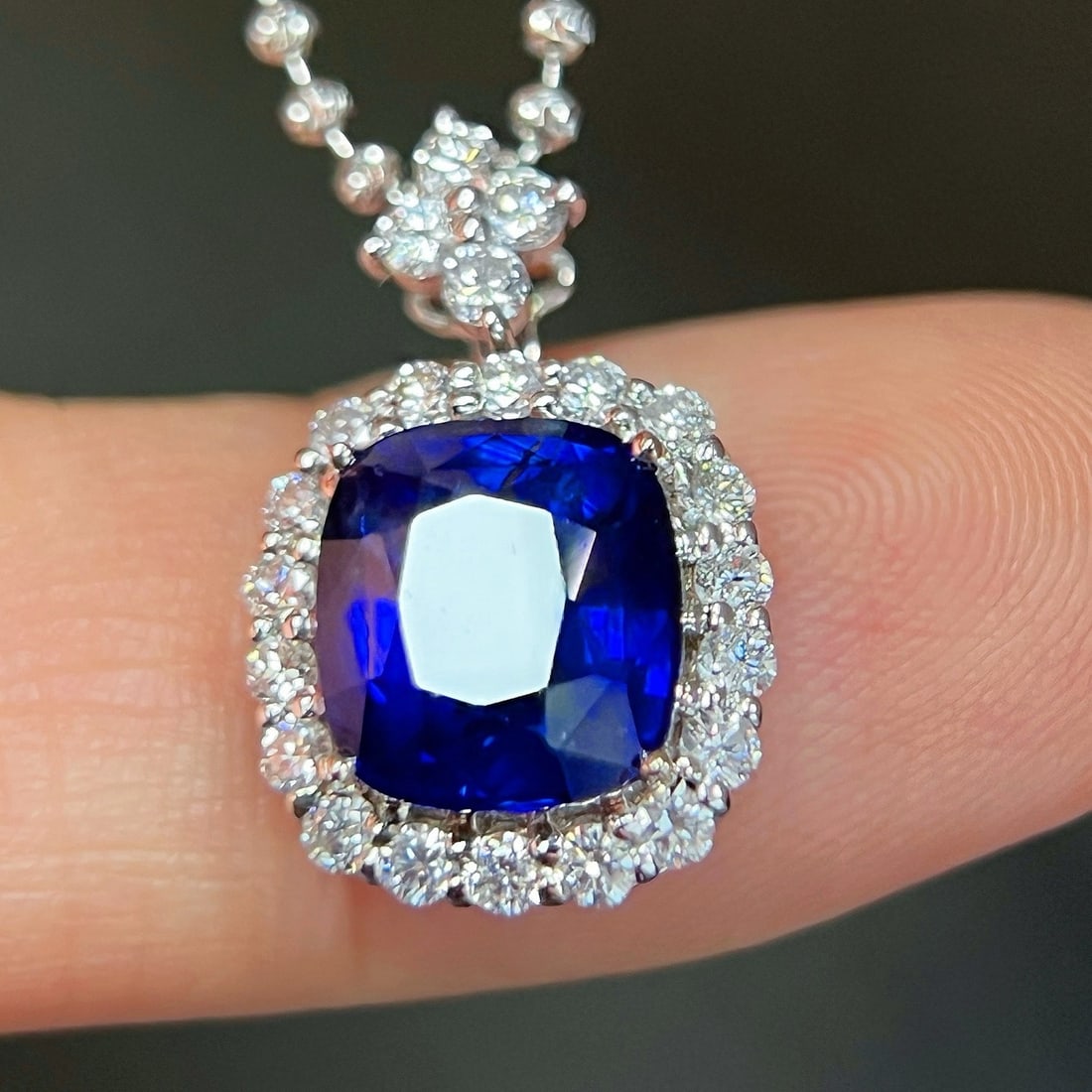 14k Gold 3.44 Ctw Natural Sapphire & Diamond Pendant( Without Chain ) - 5