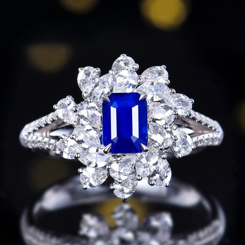 14k Gold 2.35 Ctw Natural Sapphire & Sapphire Ring: Ref:231176348gold // content:14k // goldring // size:7. 25usmain // gemstone:sapphireshape:octagonalcarat // weight:1. 06ct // color:royal // bluetreatment:naturaladjacent // gemstone // 2 // : // sap