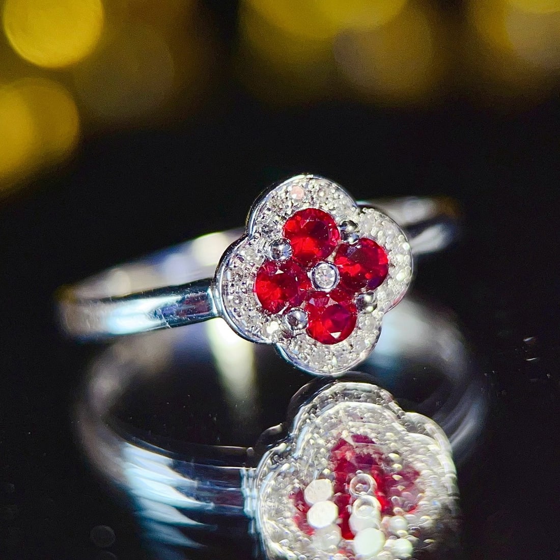 14k Gold 0.46 Ctw Natural Ruby & Diamond Ring - 5