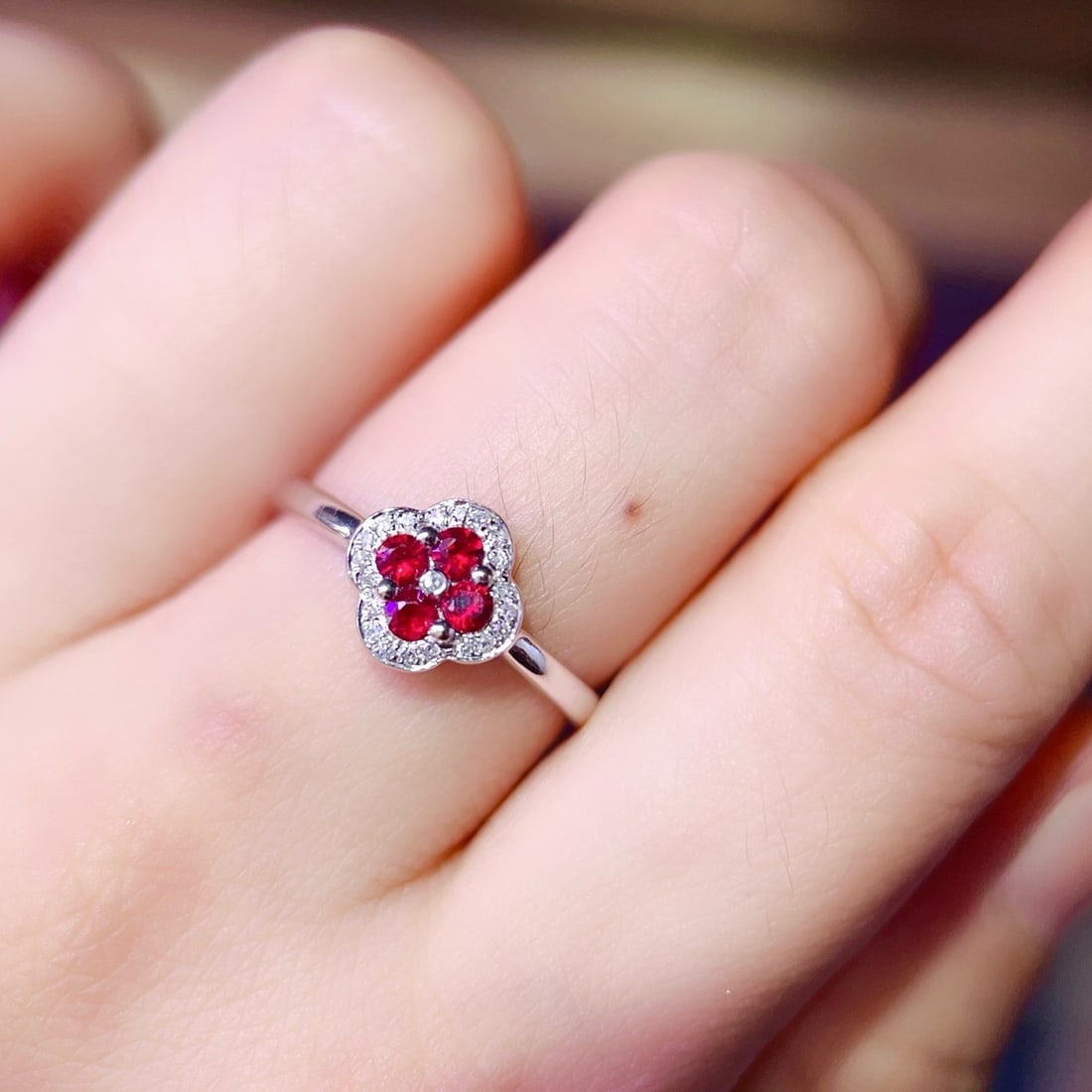 14k Gold 0.46 Ctw Natural Ruby & Diamond Ring - 6