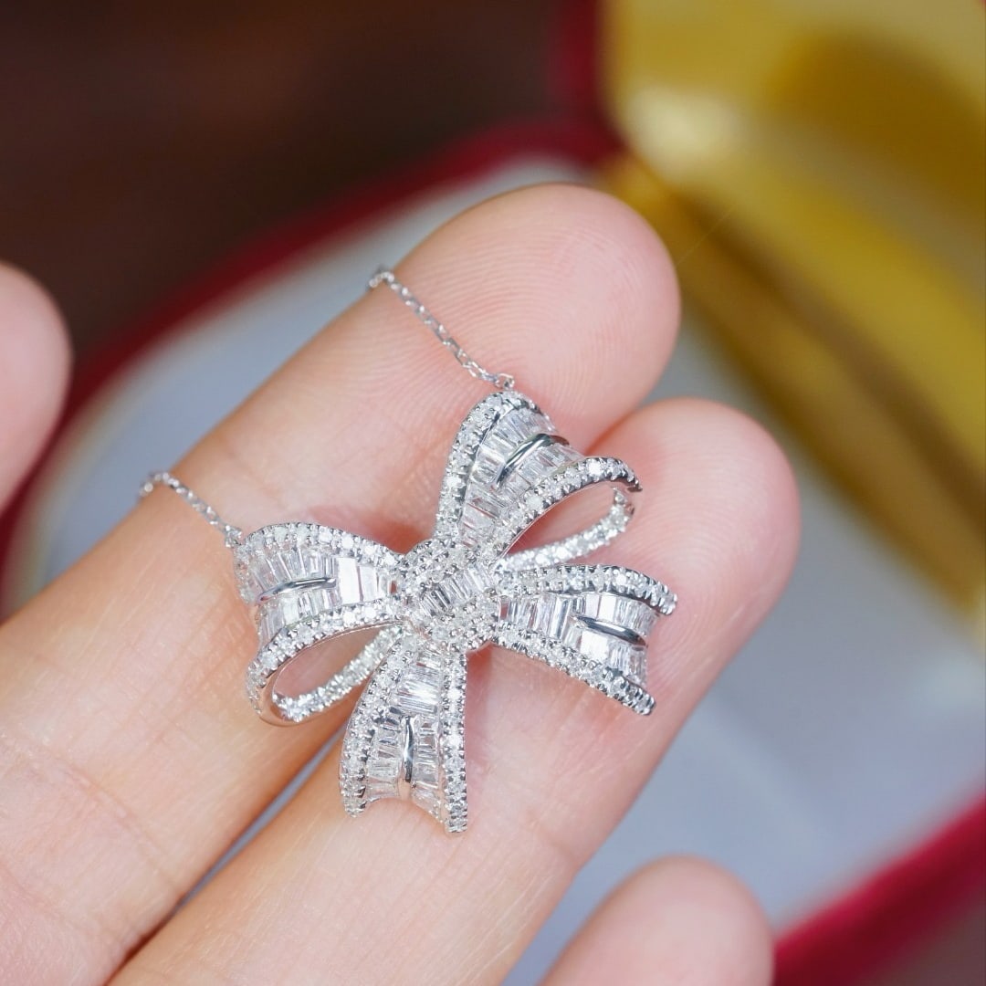 14k Gold 1.00 Ct Natural H Diamond Necklace - 4
