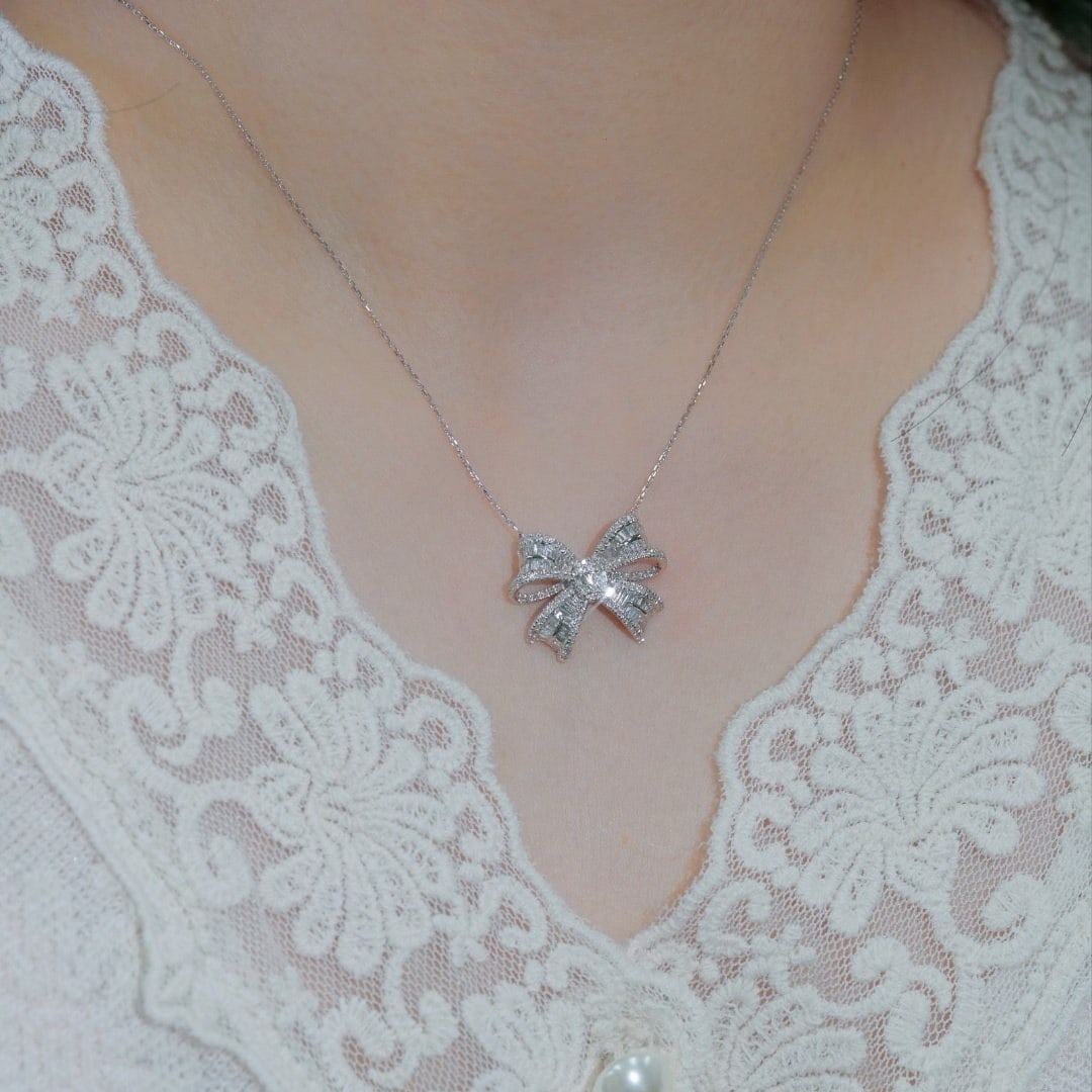 14k Gold 1.00 Ct Natural H Diamond Necklace - 6