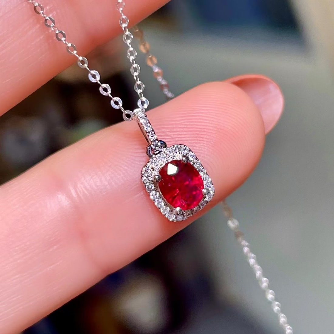14k Gold 0.74 Ctw Natural Ruby & Diamond Pendant( Without Chain ) - 2