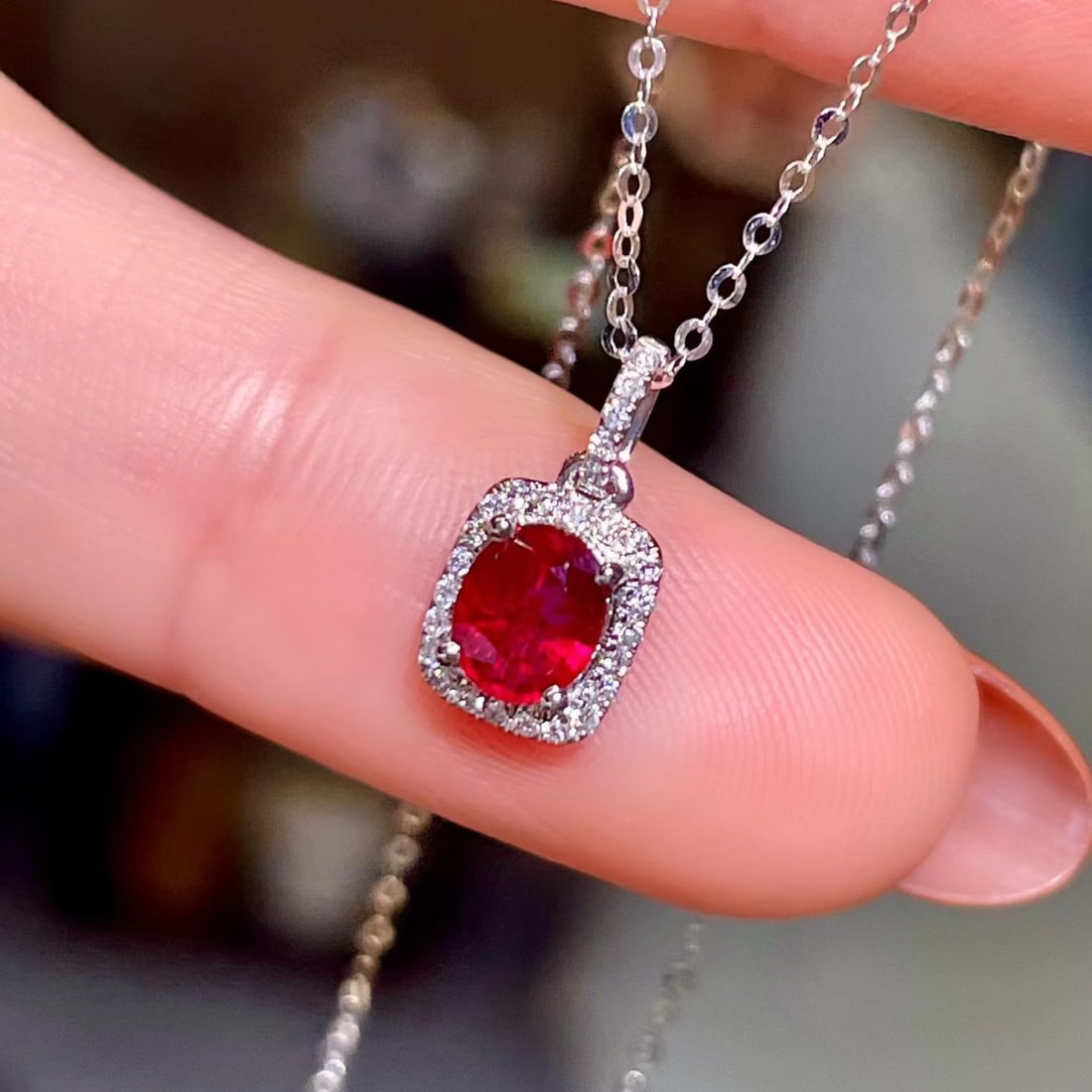 14k Gold 0.74 Ctw Natural Ruby & Diamond Pendant( Without Chain ) - 3