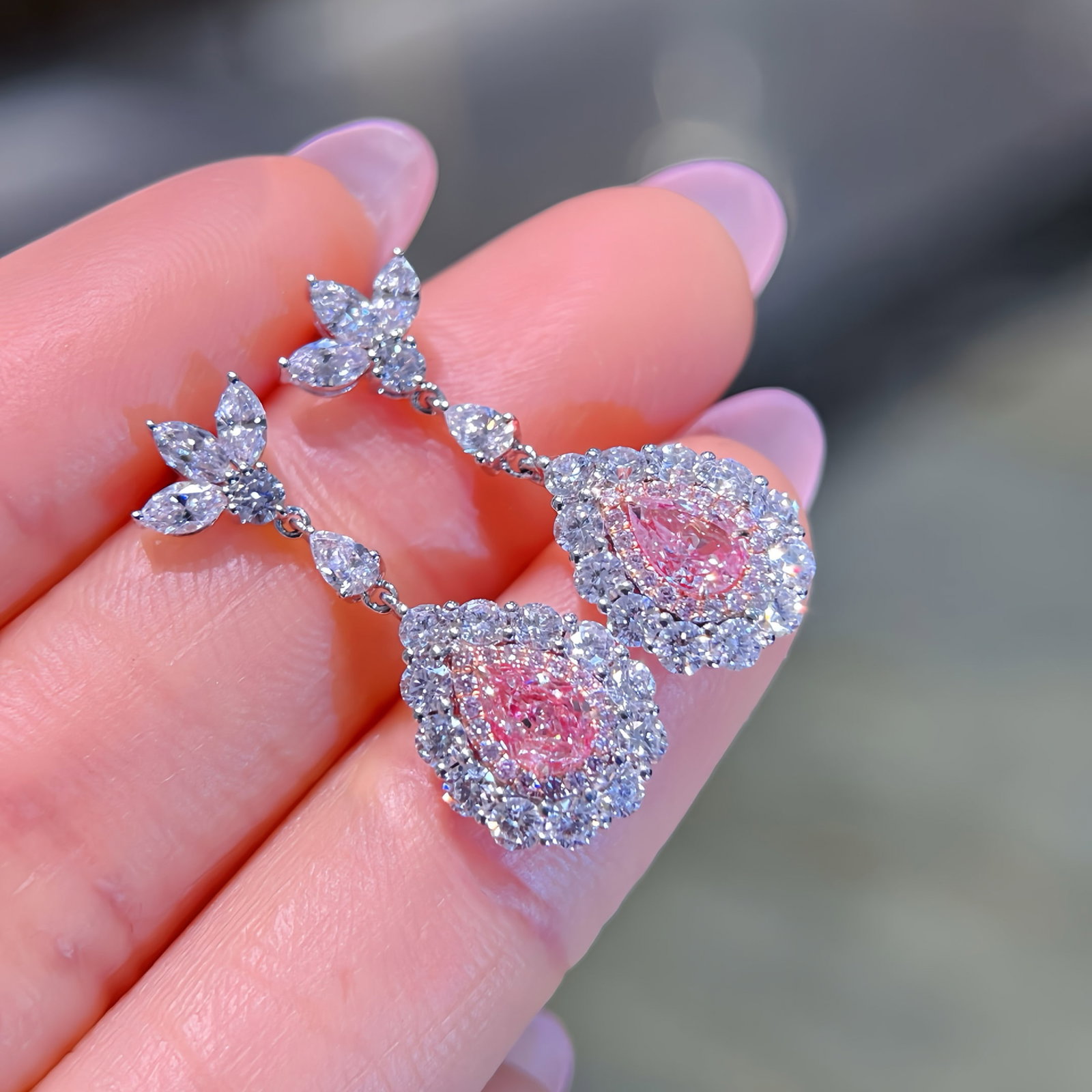 14k Gold 1.91 Ctw Natural Pink Diamond & Diamond Earrings - 4