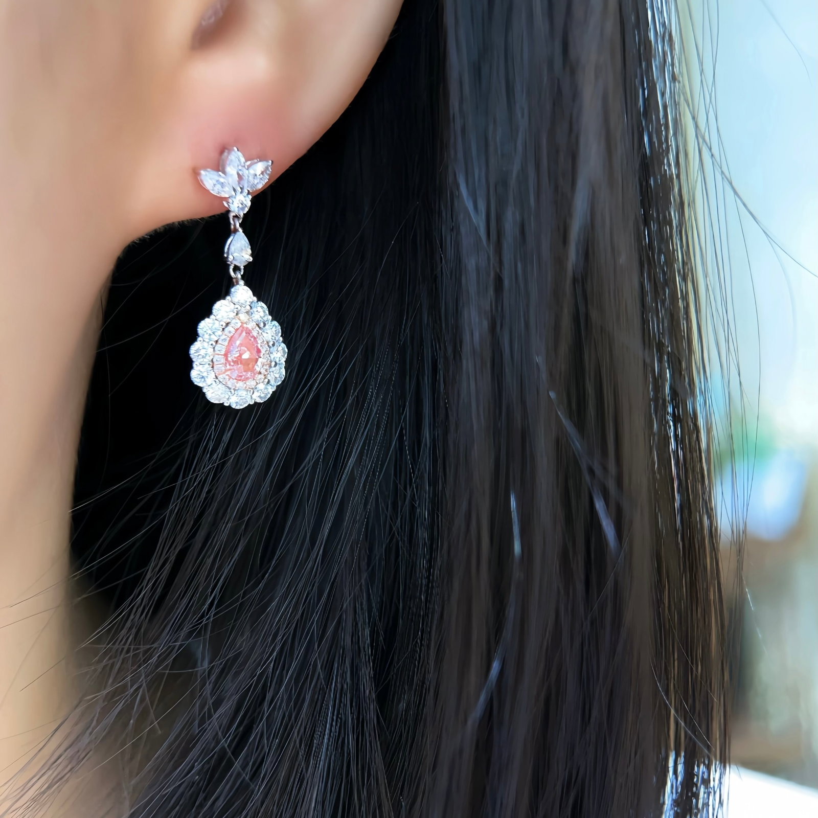 14k Gold 1.91 Ctw Natural Pink Diamond & Diamond Earrings - 5