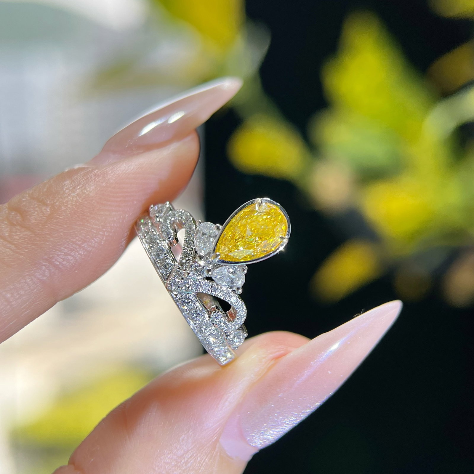 14k Gold 1.33 Ctw Natural Yellow Diamond & Diamond Ring - 5