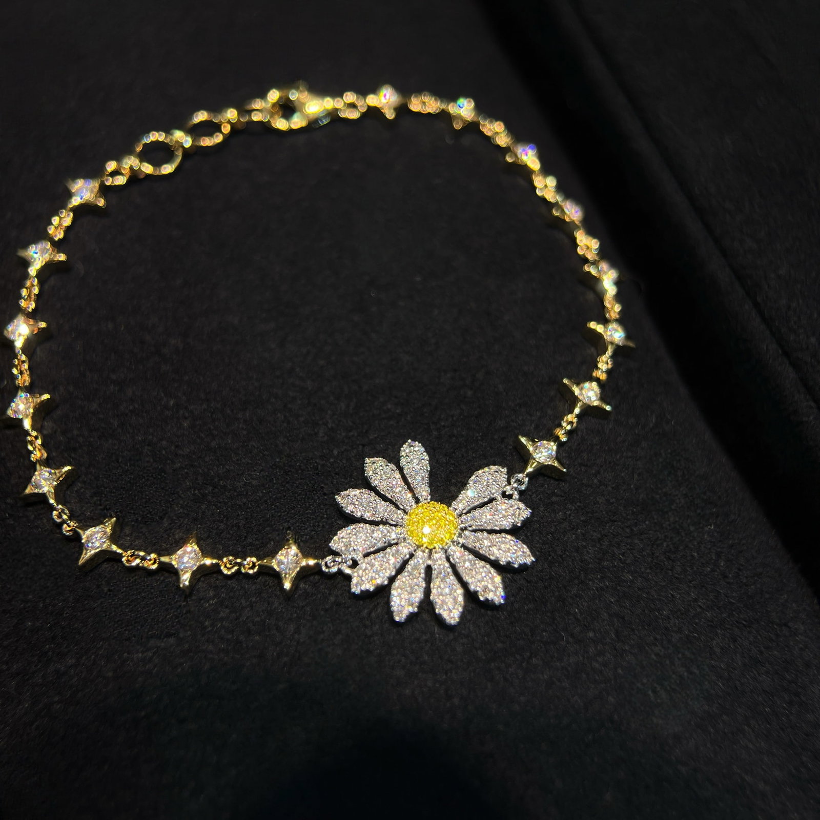 14k Gold 1.12 Ct Natural Color Diamond & Flowers Bracelet - 3