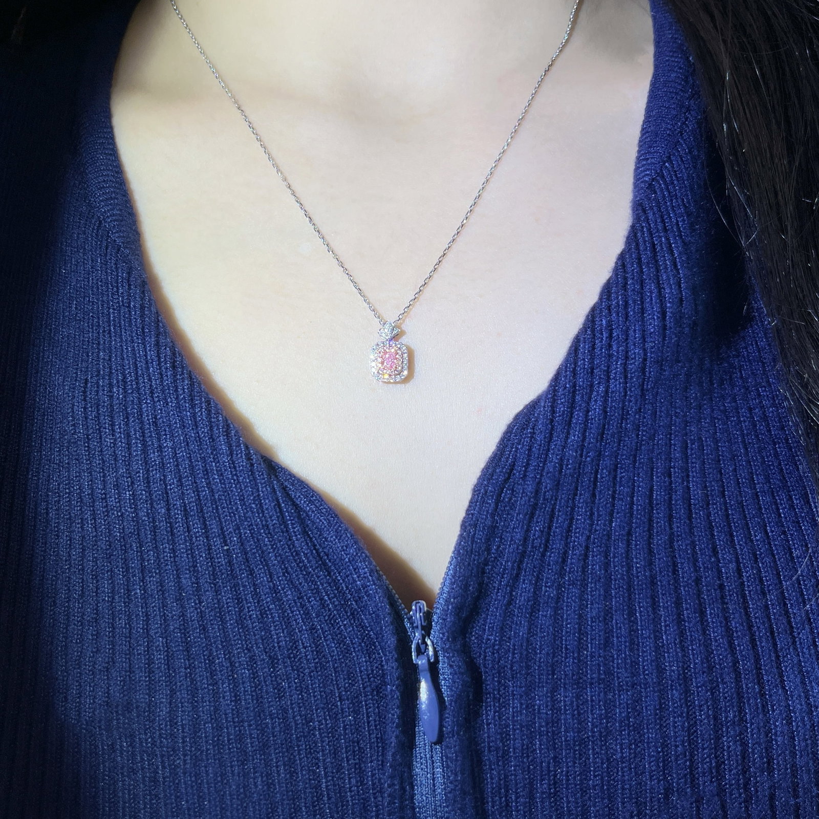 14k Gold 0.42 Ctw Natural Pink Diamond & Diamond Necklace - 2