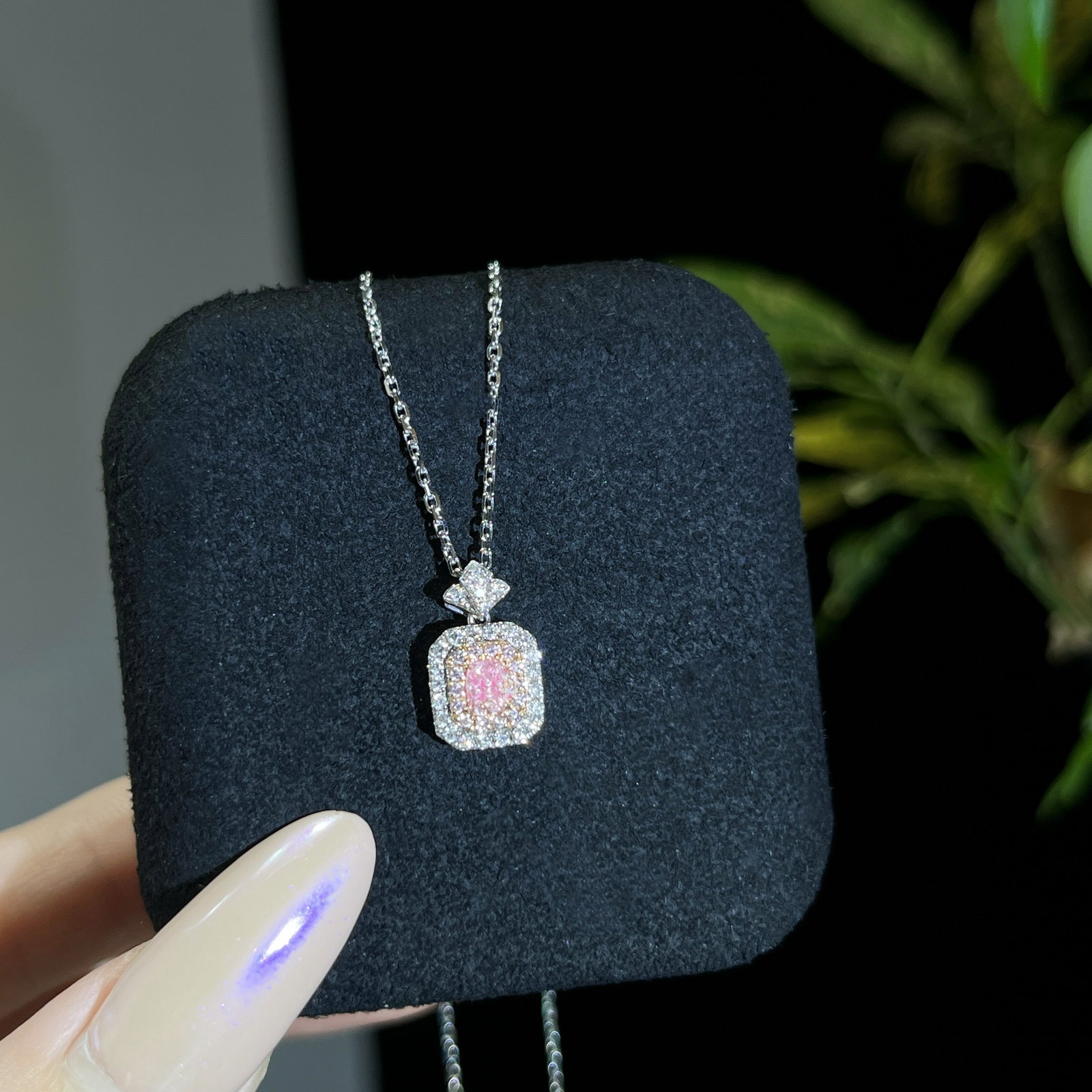 14k Gold 0.42 Ctw Natural Pink Diamond & Diamond Necklace - 5