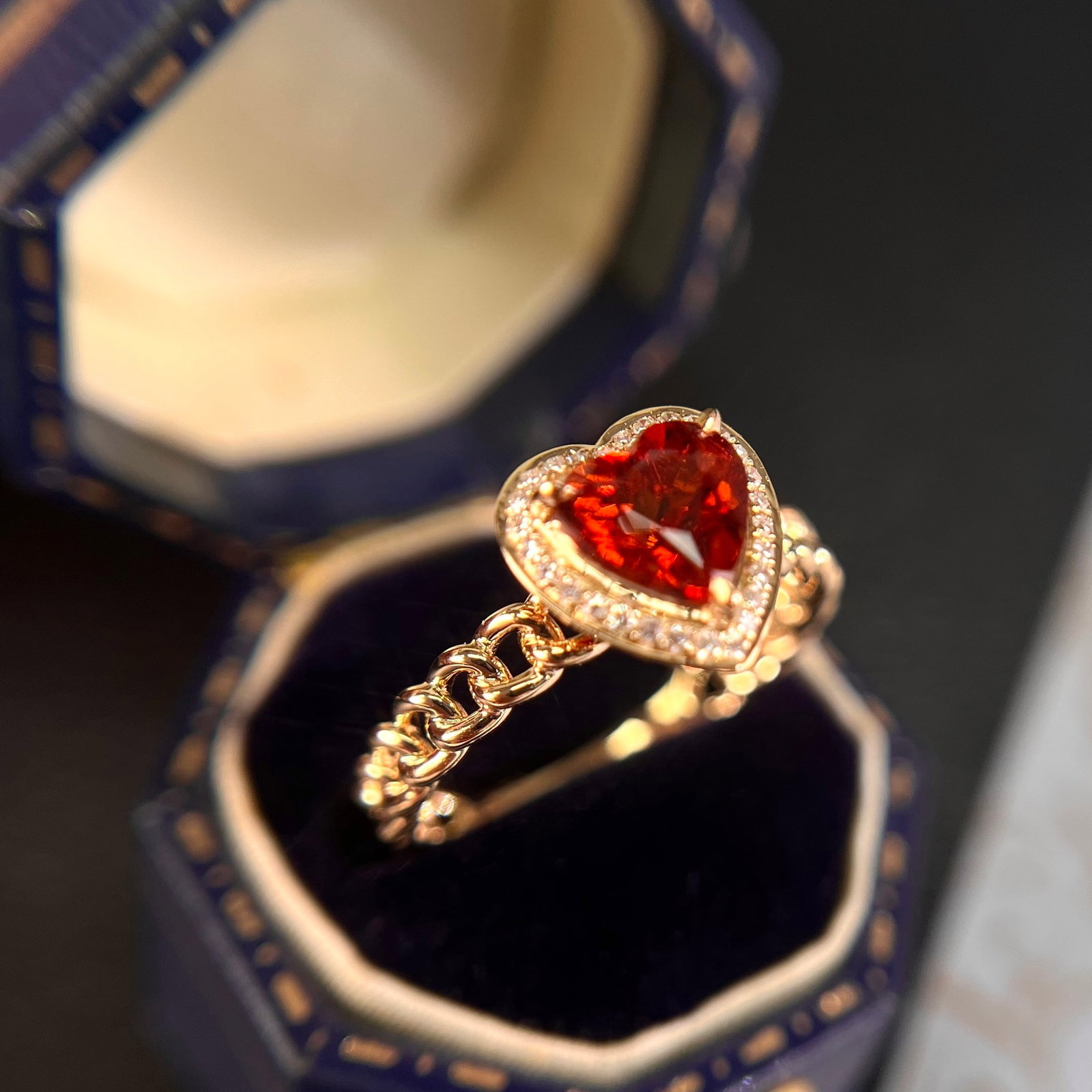 14k Gold 1.44 Ctw Natural Spessartine & Diamond Ring: Ref:231176369gold // content:14k // goldring // size:7. 25usmain // gemstone:spessartineshape:heartcarat // weight:1. 35ct // color:orangetreatment:naturaladjacent // gemstone // 2 // : // diamondshap