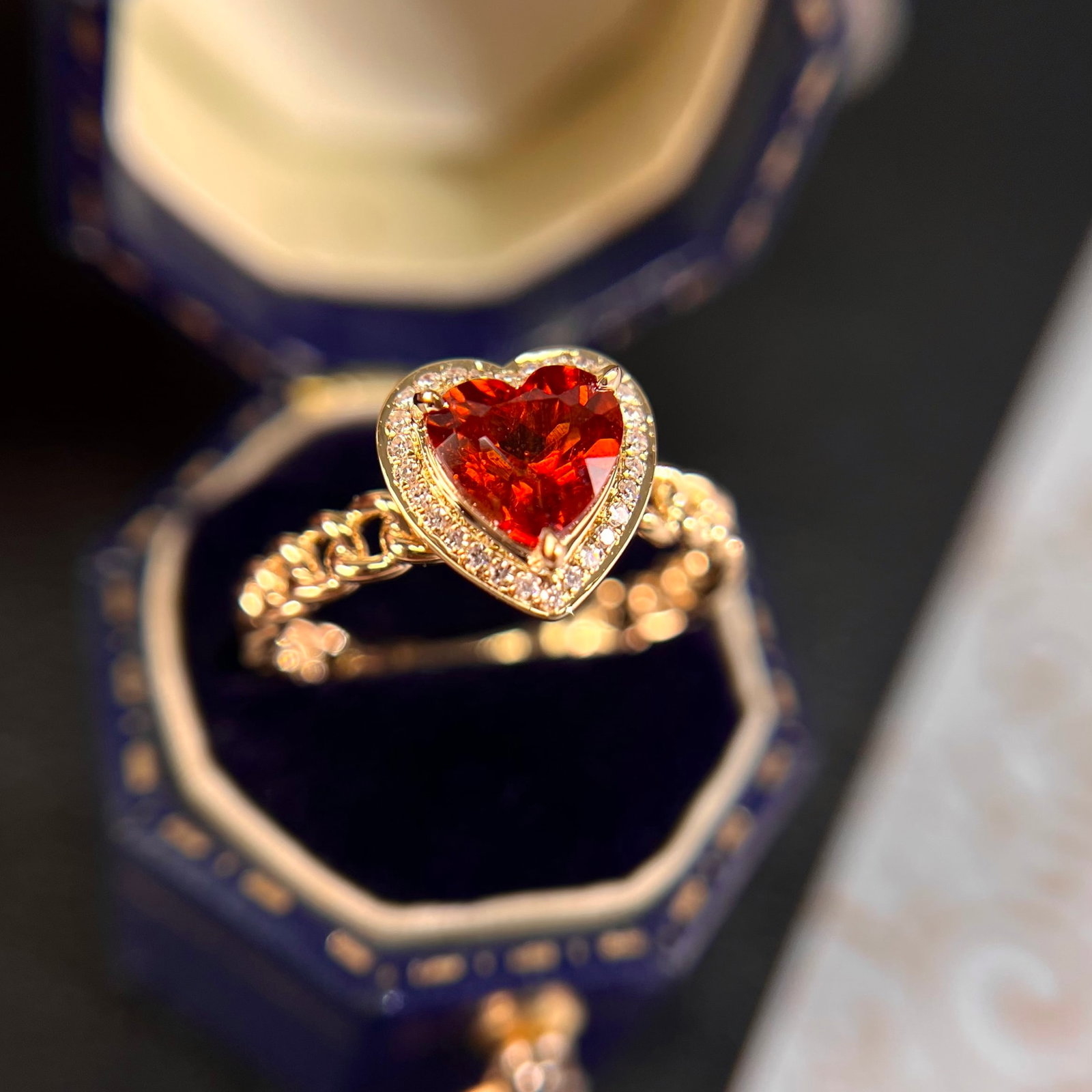 14k Gold 1.44 Ctw Natural Spessartine & Diamond Ring - 2