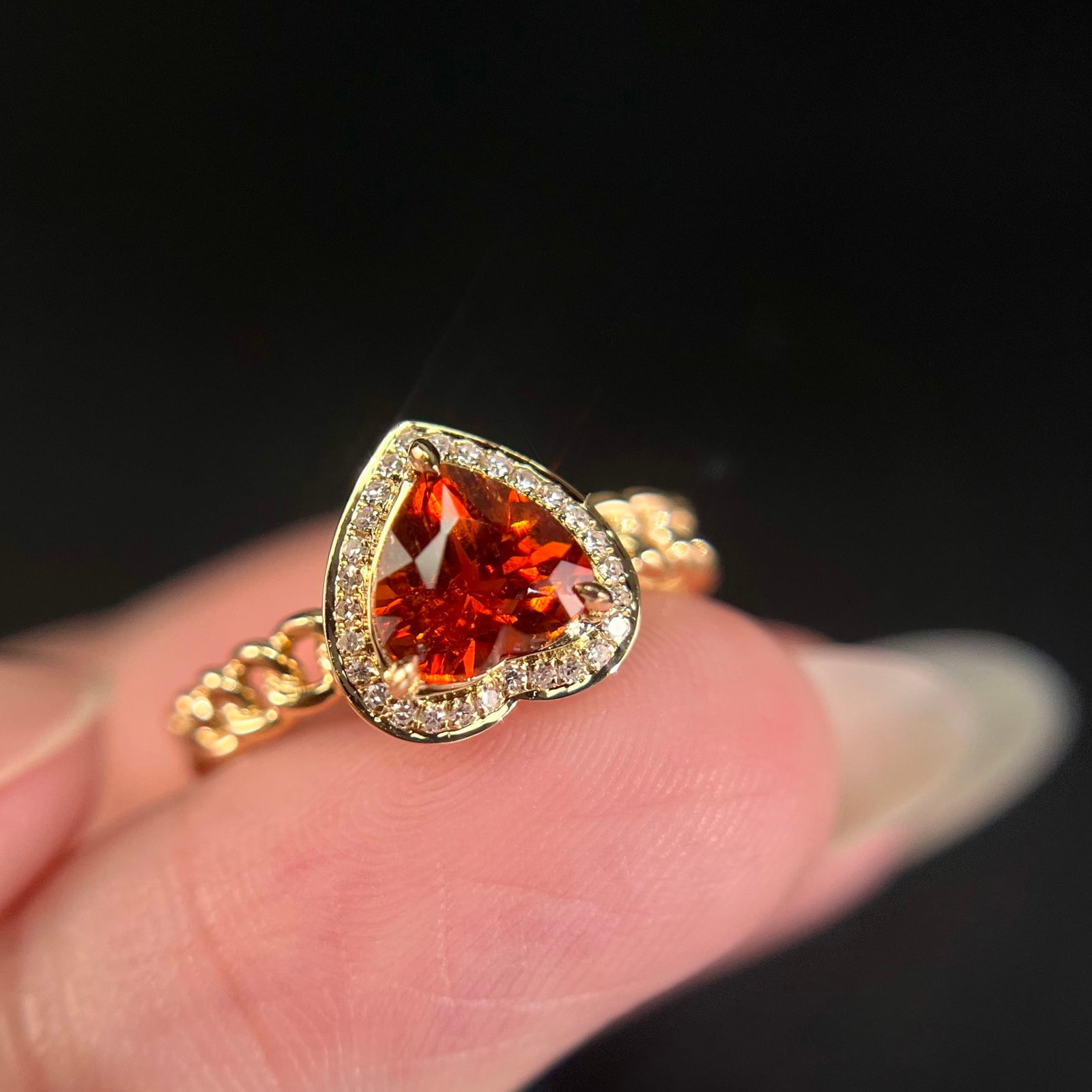 14k Gold 1.44 Ctw Natural Spessartine & Diamond Ring - 3