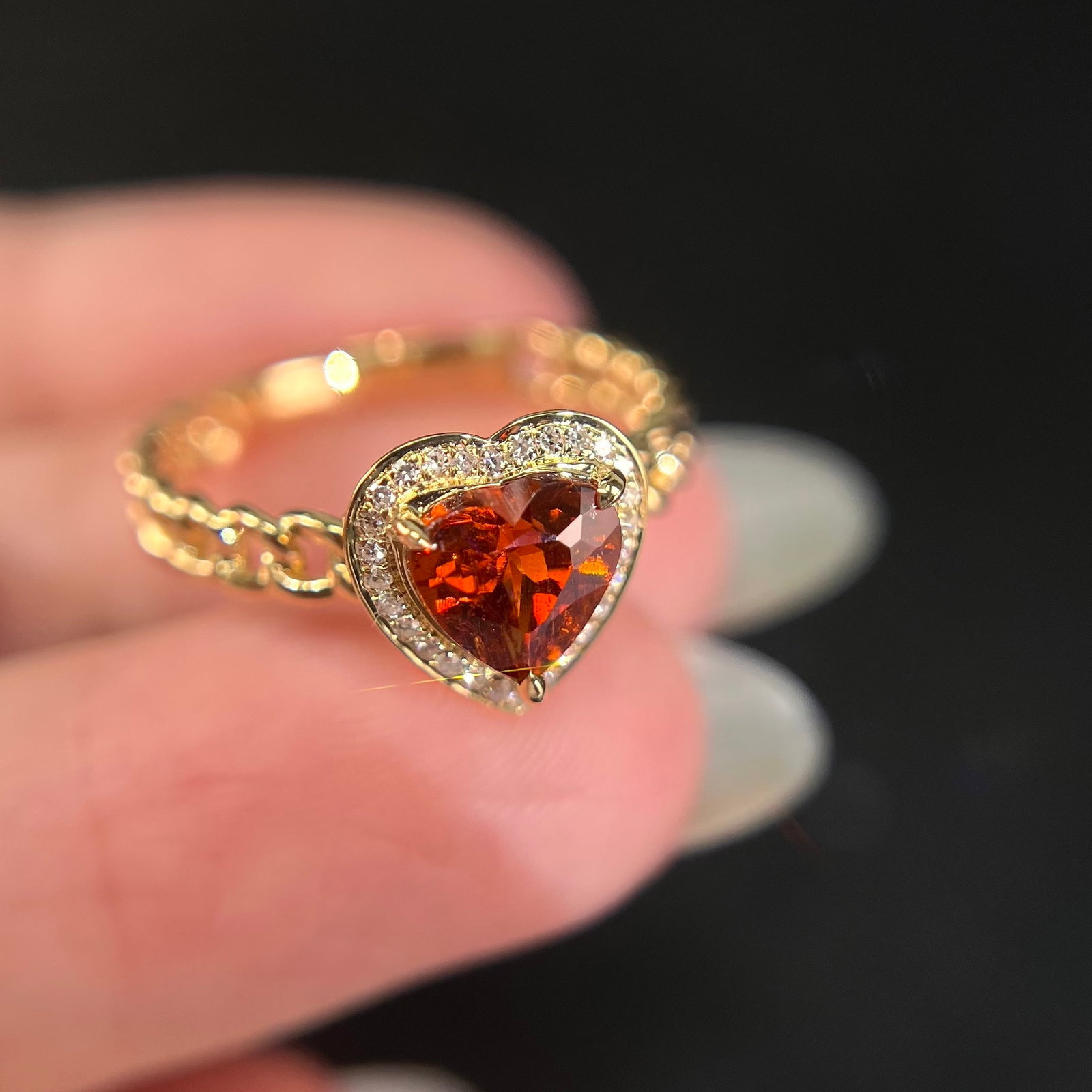 14k Gold 1.44 Ctw Natural Spessartine & Diamond Ring - 4