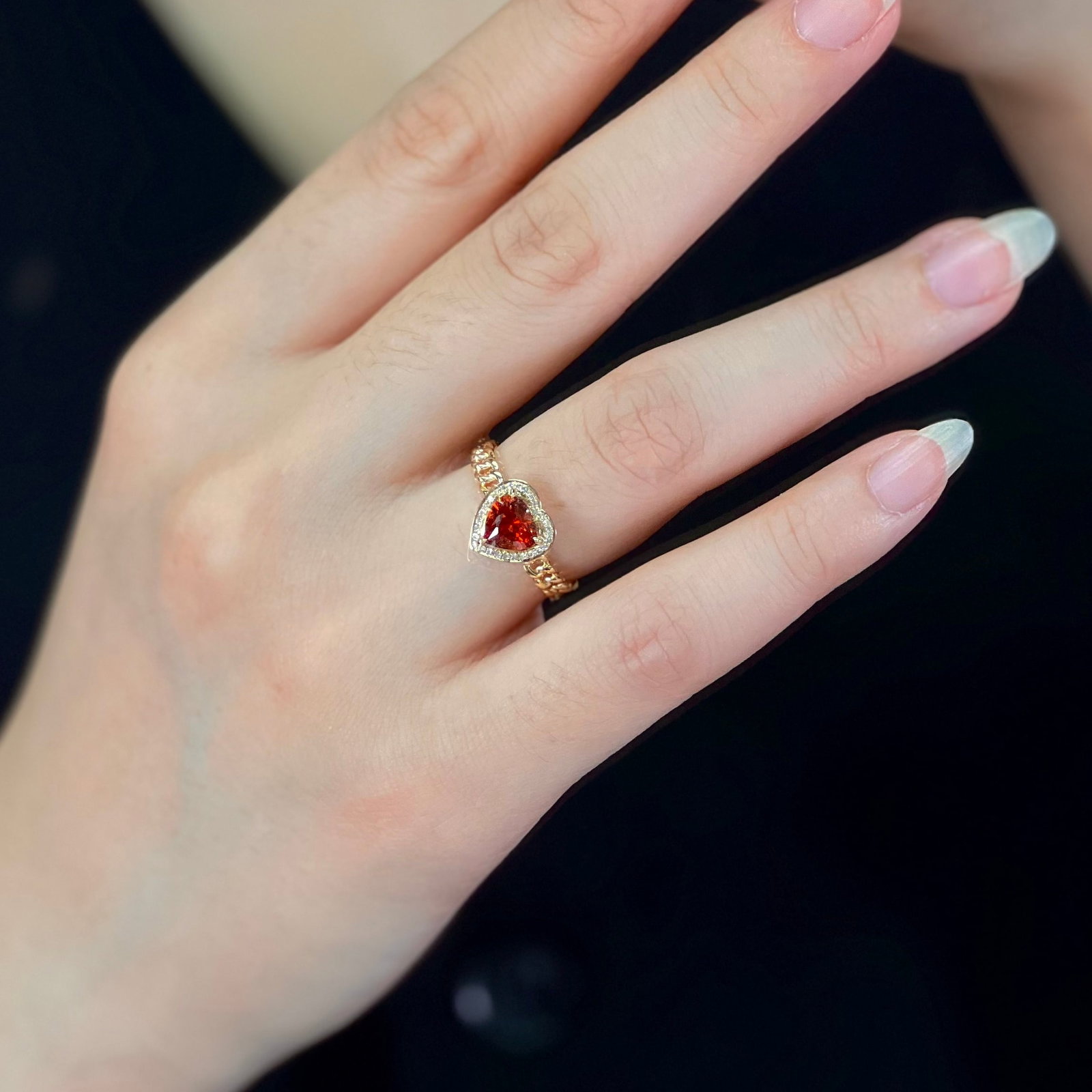 14k Gold 1.44 Ctw Natural Spessartine & Diamond Ring - 6