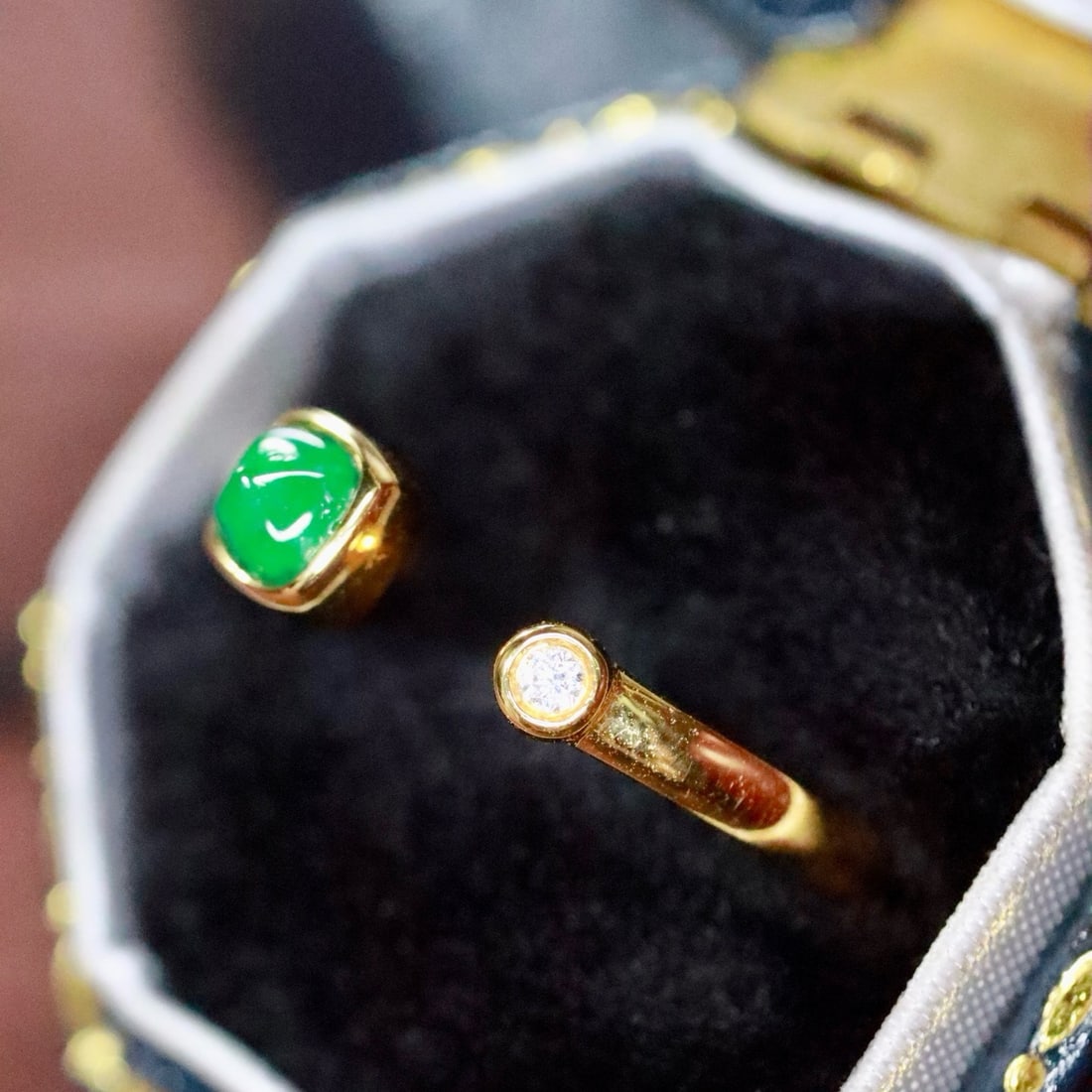 14k Gold 0.27 Ctw Natural Emerald & Diamond Ring - 4
