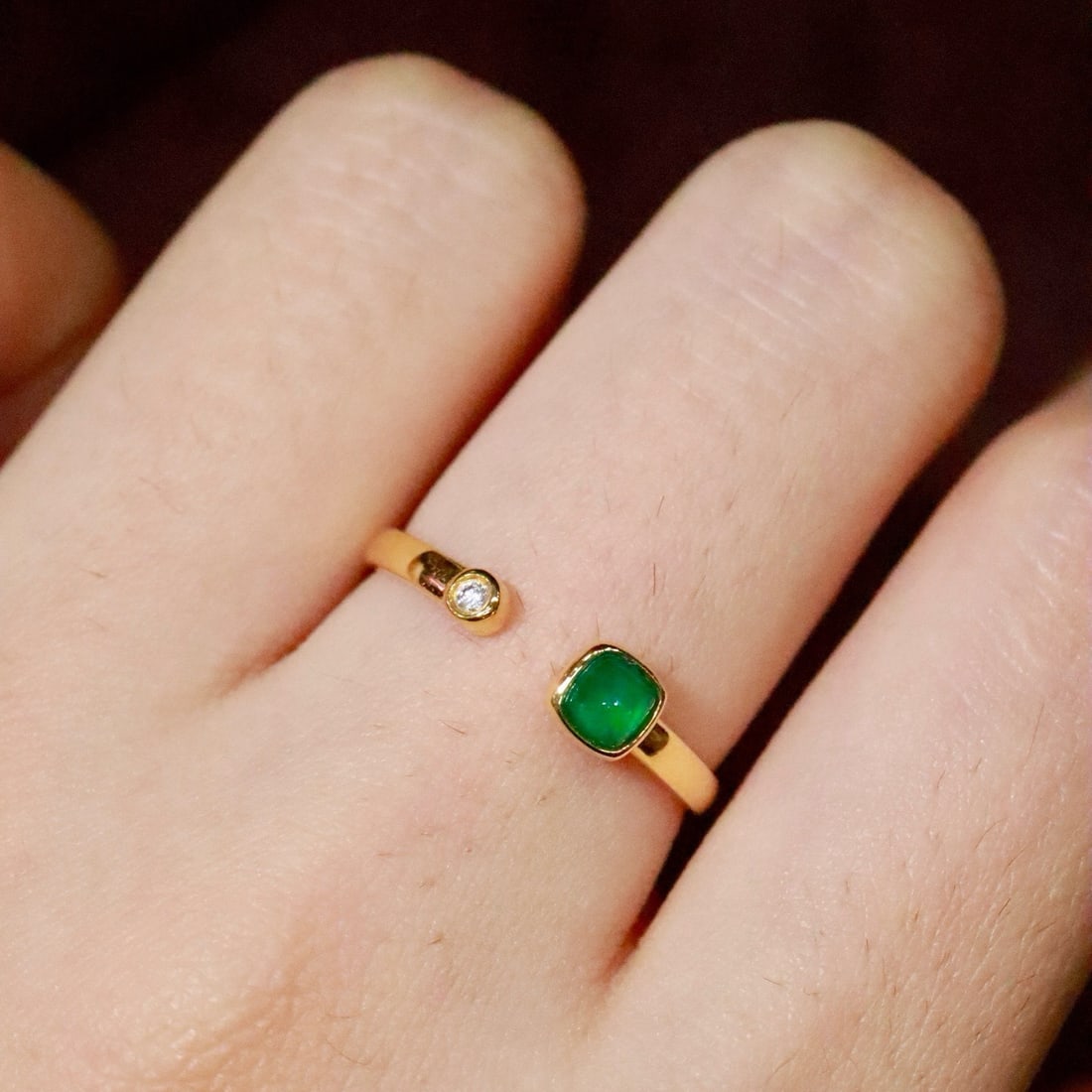 14k Gold 0.27 Ctw Natural Emerald & Diamond Ring - 5