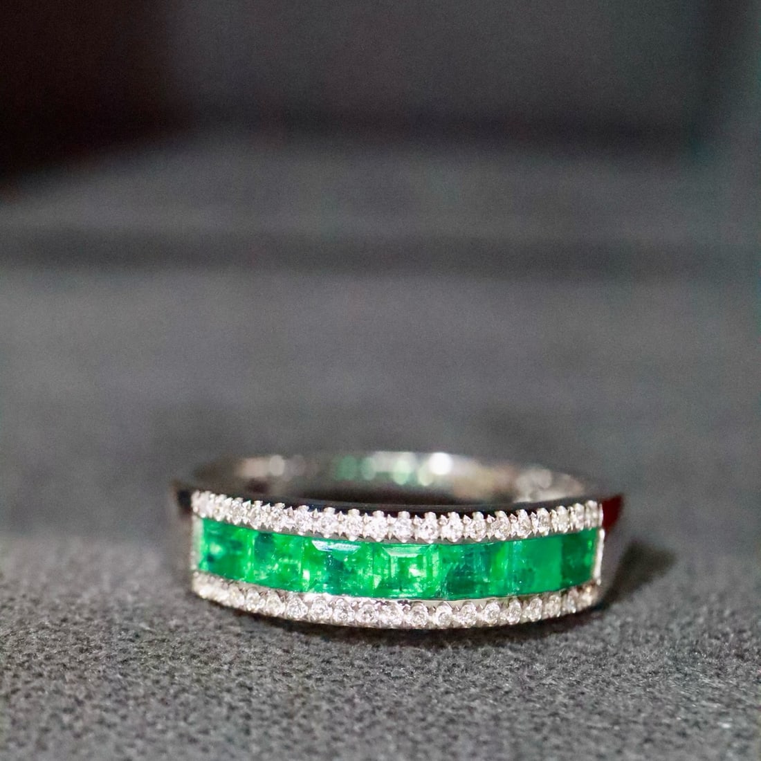14k Gold 0.71 Ctw Natural Emerald & Diamond Ring: Ref:231176372gold // content:14k // goldring // size:7. 25usmain // gemstone:emeraldshape:squarecarat // weight:0. 60ct // color:greentreatment:naturaladjacent // gemstone // 2 // : //