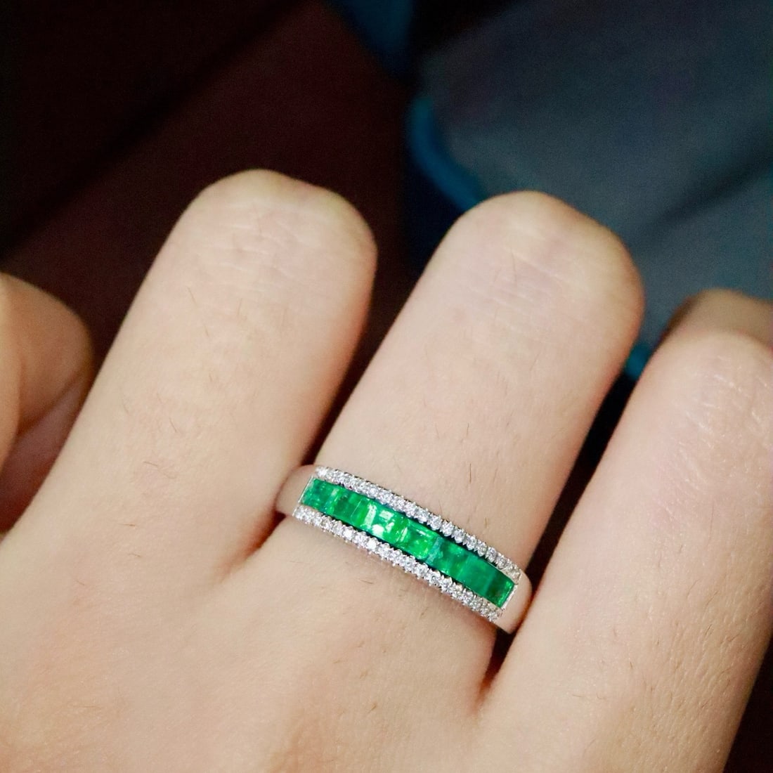 14k Gold 0.71 Ctw Natural Emerald & Diamond Ring - 5