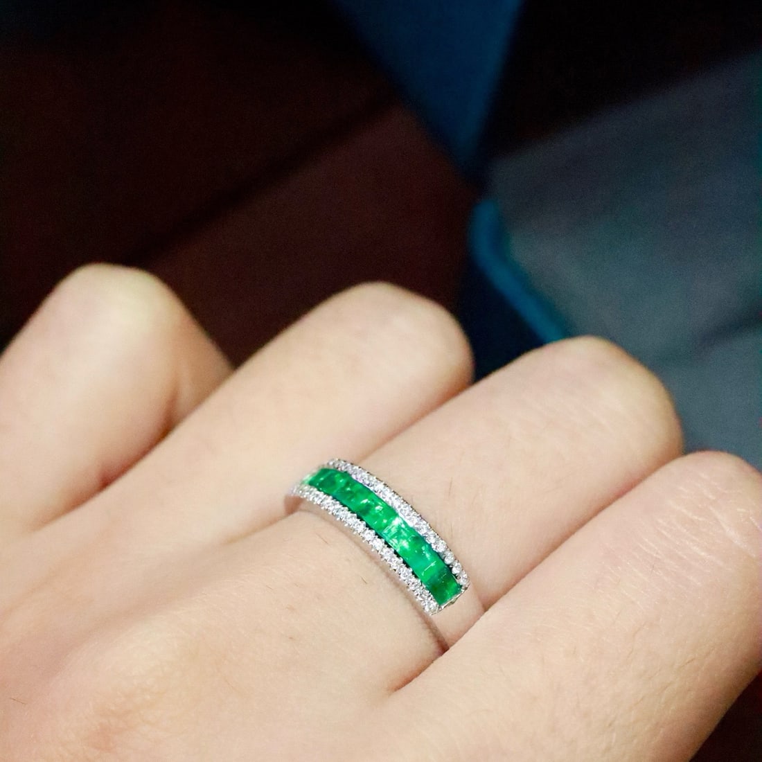 14k Gold 0.71 Ctw Natural Emerald & Diamond Ring - 6