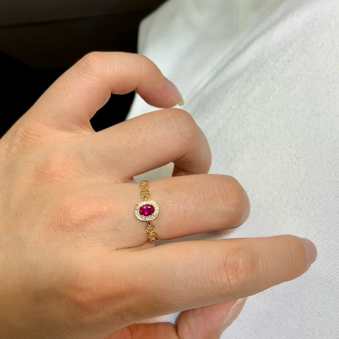 14k Gold 0.41 Ctw Natural Ruby & Diamond Ring - 5