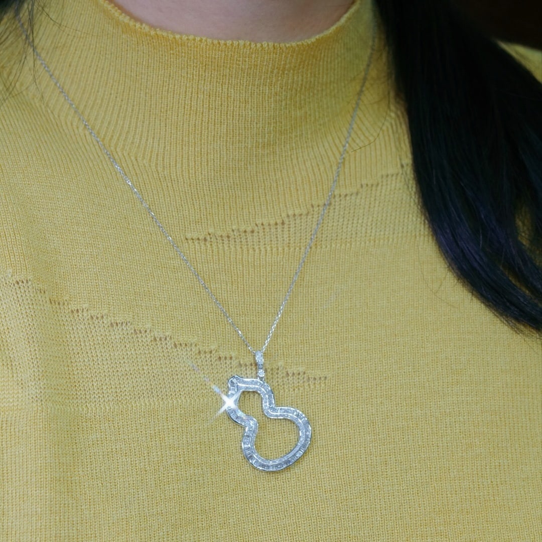 14k Gold 0.88 Ct Natural H Diamond Necklace - 5