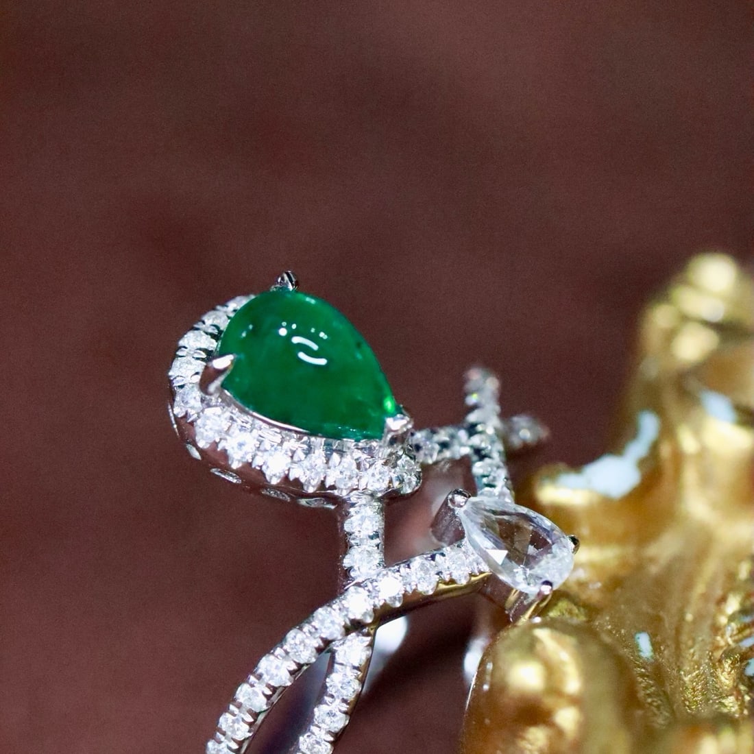 14k Gold 0.81 Ctw Natural Emerald & Diamond Ring - 3