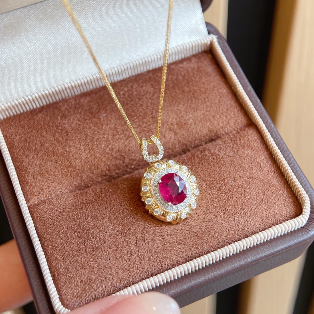 14k Gold 1.3 Ct Natural Ruby & Diamond Necklace - 5