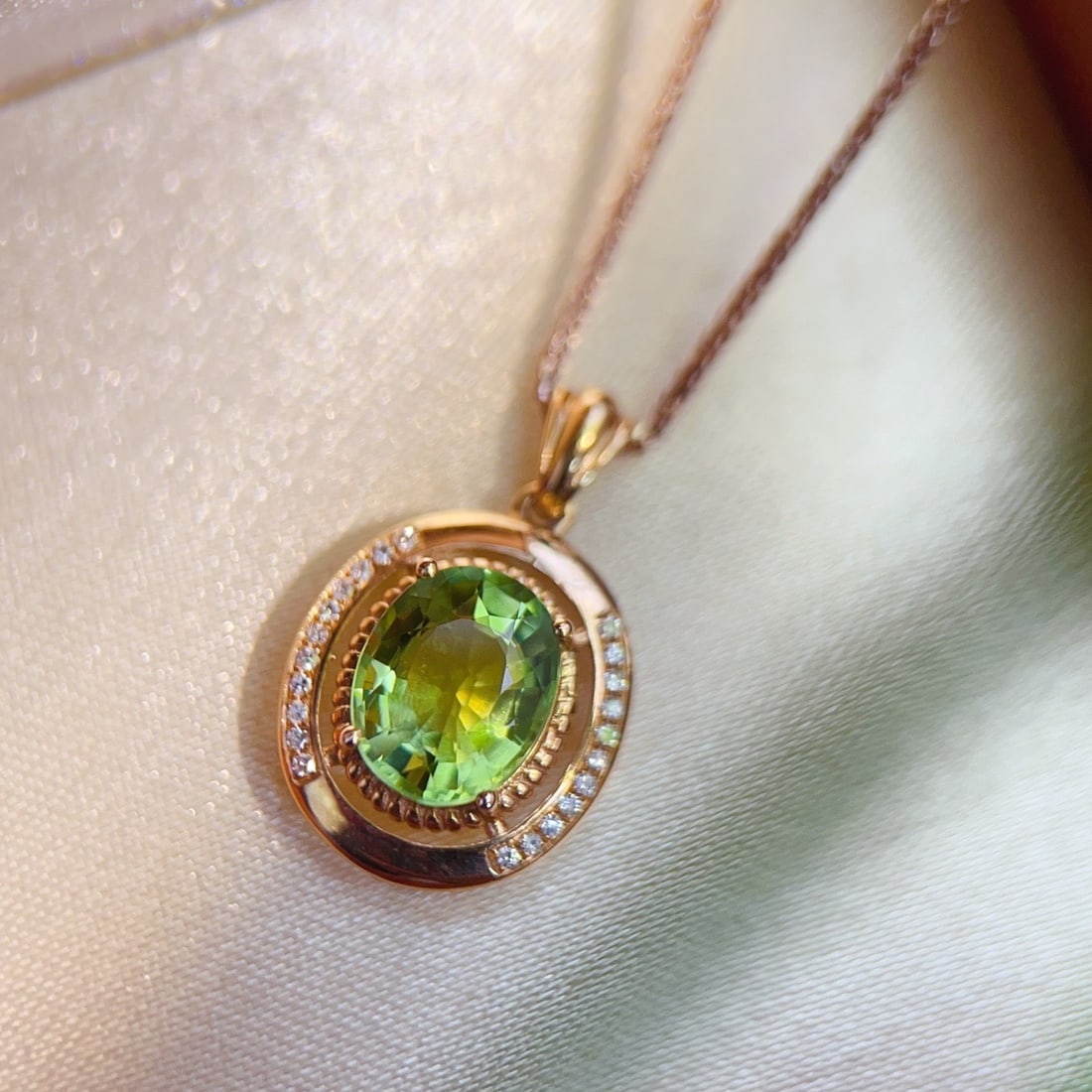 14k Gold 1.81 Ctw Natural Tourmaline & Diamond Pendant( Without Chain ) - 4