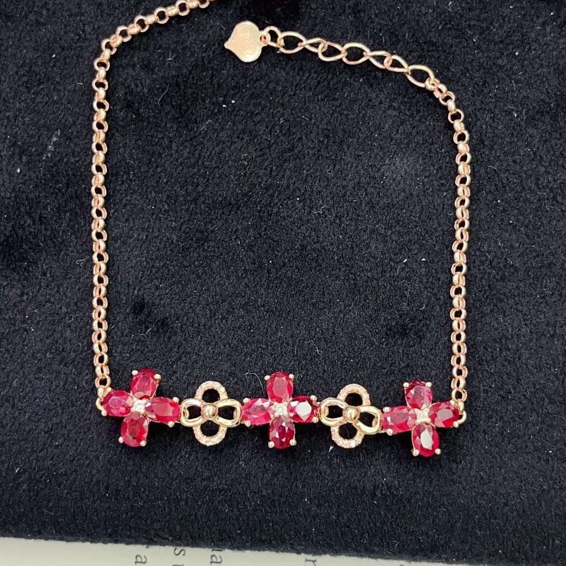 14k Gold 3.20 Ct Natural Ruby & Diamond Bracelet - 2