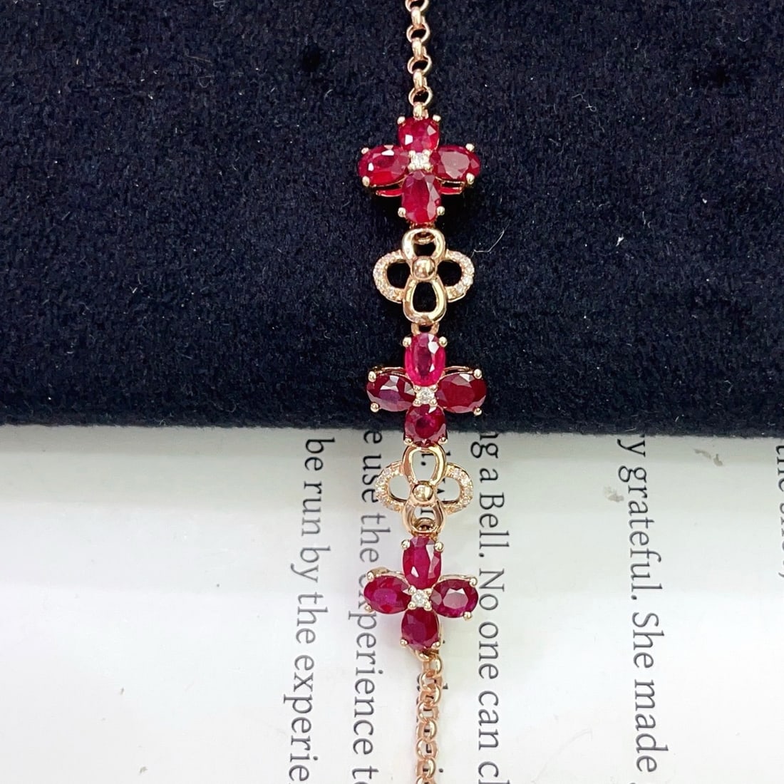 14k Gold 3.20 Ct Natural Ruby & Diamond Bracelet - 3