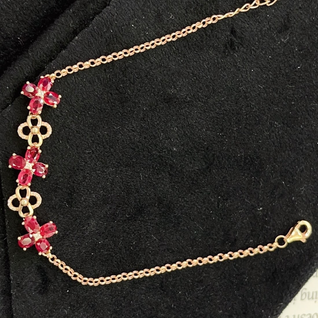 14k Gold 3.20 Ct Natural Ruby & Diamond Bracelet - 4