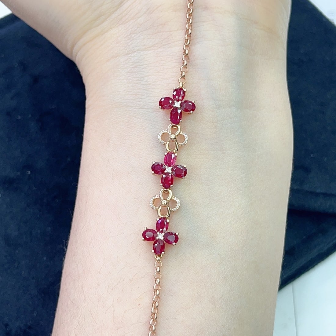 14k Gold 3.20 Ct Natural Ruby & Diamond Bracelet - 5