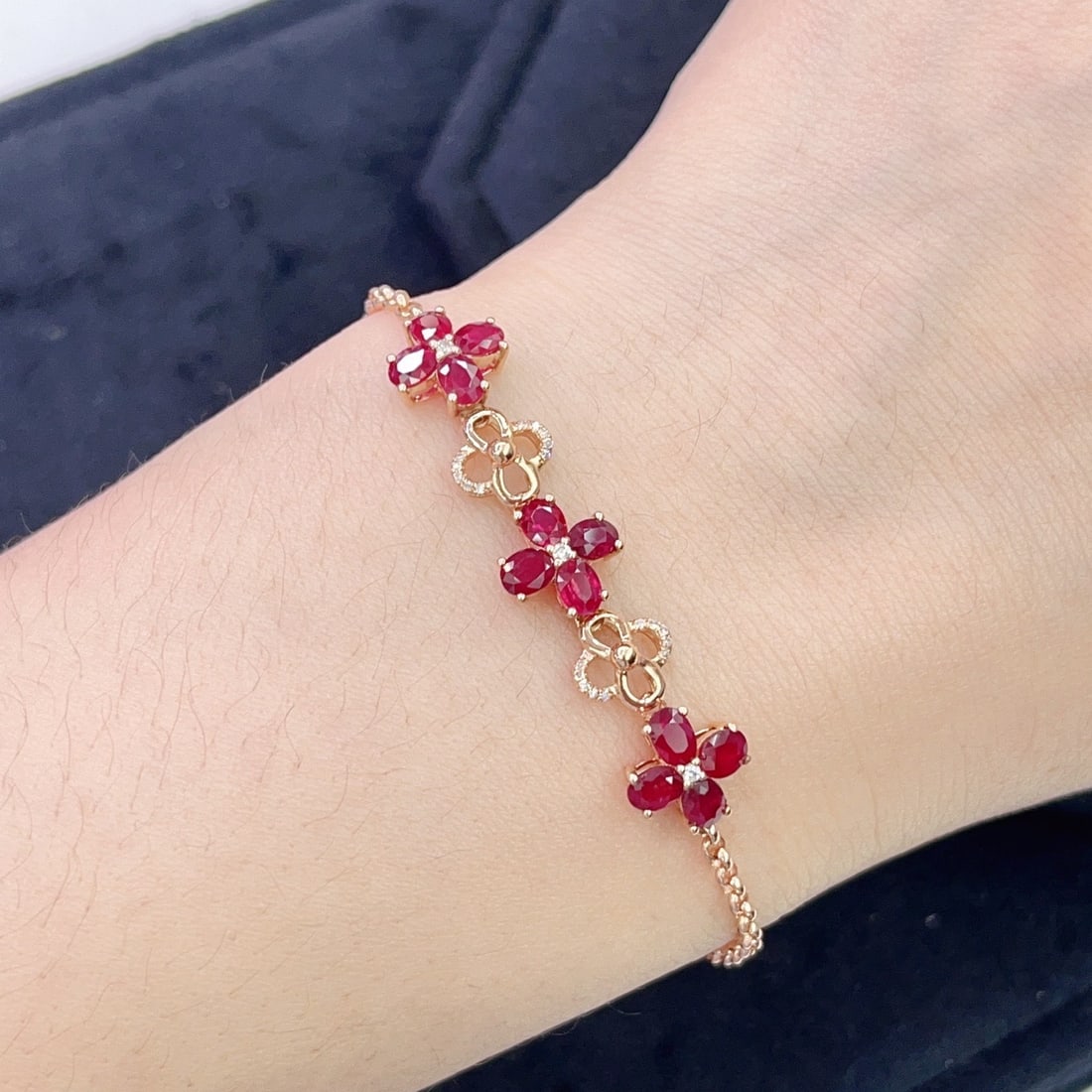 14k Gold 3.20 Ct Natural Ruby & Diamond Bracelet - 6