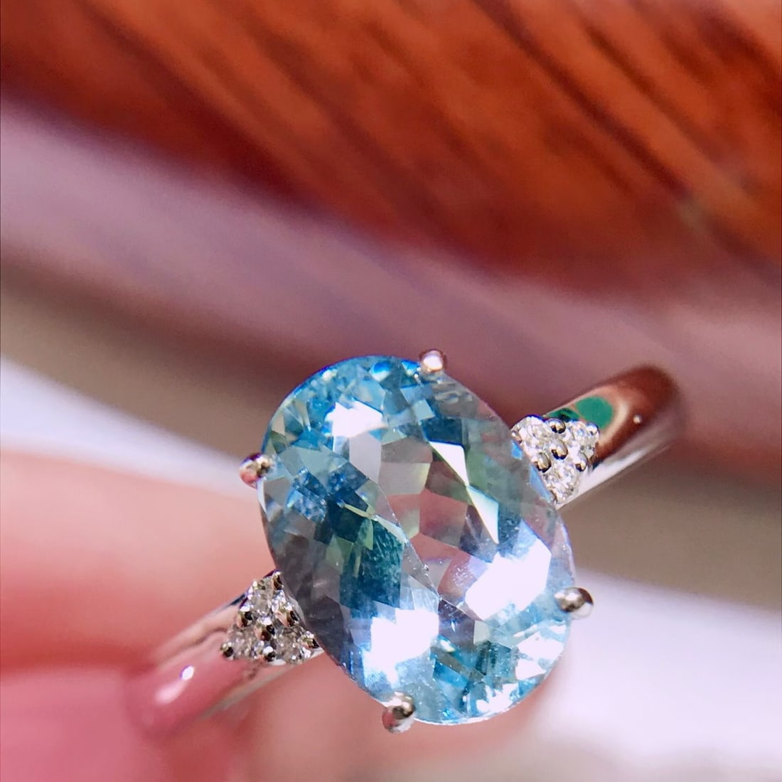 14k Gold 1.7 Ct Natural Aquamarine & Diamond Ring - 2
