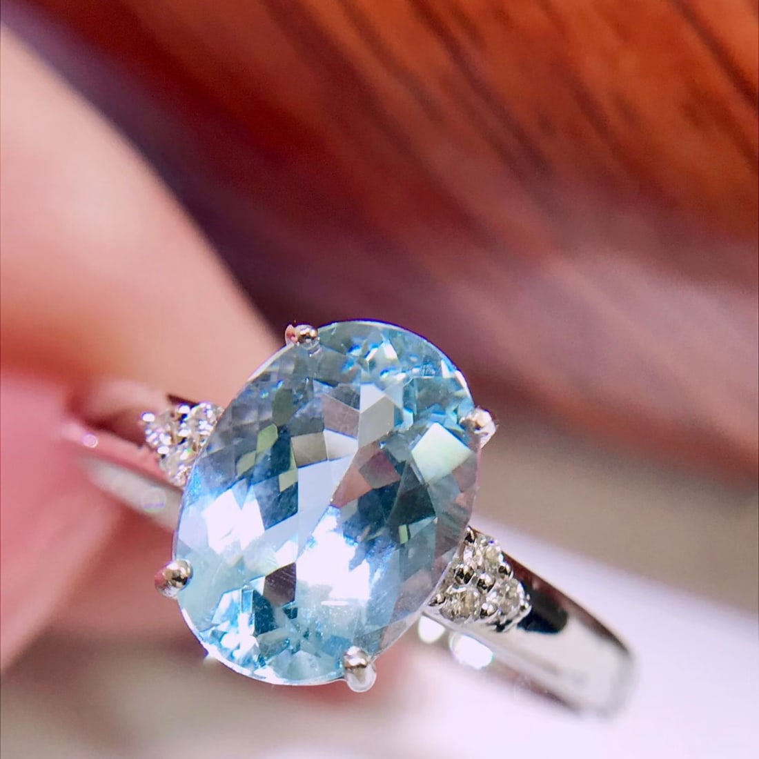 14k Gold 1.7 Ct Natural Aquamarine & Diamond Ring - 3