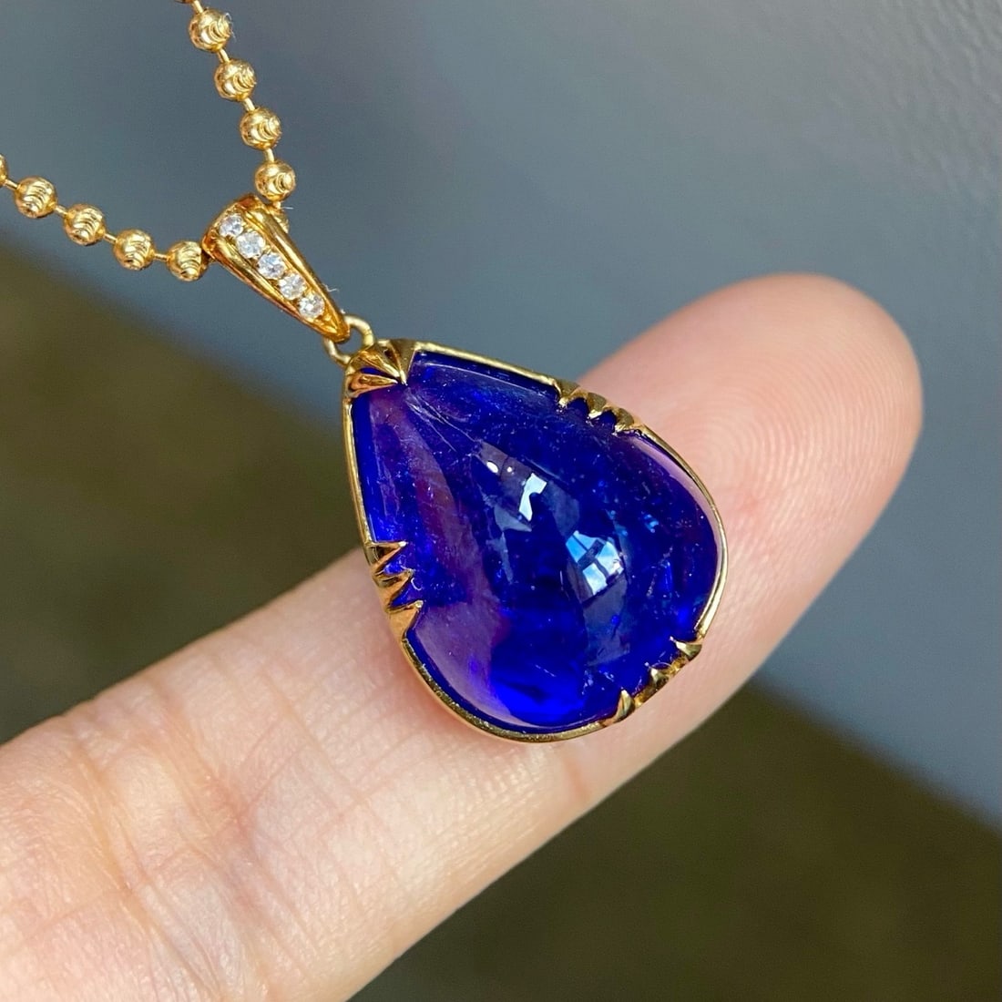 14k Gold 14.55 Ct Natural Tanzanite & Diamond Pendant( Without Chain ) - 4