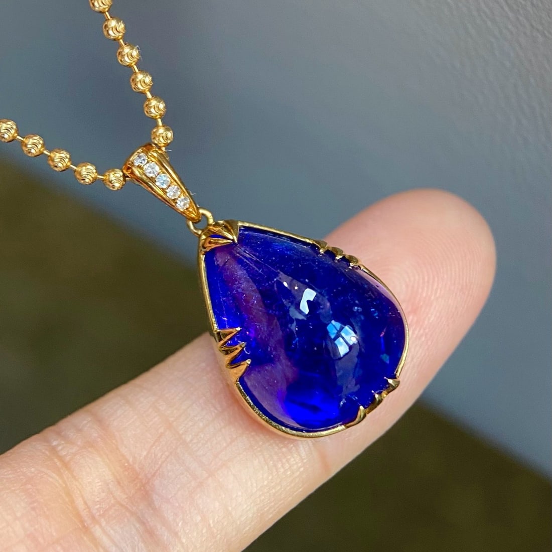 14k Gold 14.55 Ct Natural Tanzanite & Diamond Pendant( Without Chain ) - 5